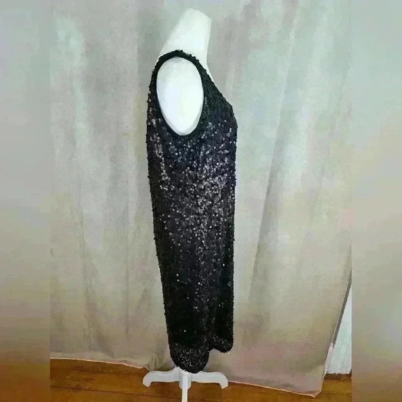 LELA ROSE FOR HSN Classic Black Sequin Evening Cocktail Womens Dress Size 10 - Picture 4 of 11